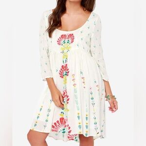 ⭐️NWT O’NEILL Floral Boho Hippie Peasant Summer Indie Tie-Up 3/4 Sleeve Dress
